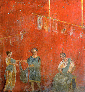 Women hanging up clothes to dry (Pompeii, before 79 AD)