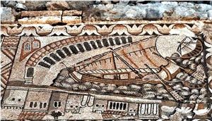 Ship with a lateen sail Kelenderis Mosaic (400s AD, Turkey)