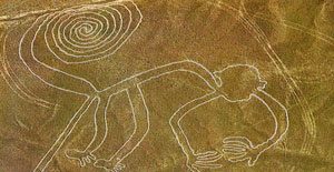 Nazca lines - a giant monkey drawn on the desert floor
