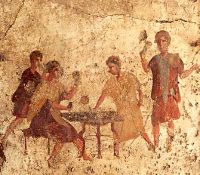  män som spelar på ett värdshus i Pompeji