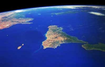 Sicily seen from space (the tip of Italy is on the right)